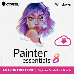 Corel Painter Essentials 8 | Beginner Digital Painting Software | Amazon Exclusive Brush Pack Bundle [PC Download]