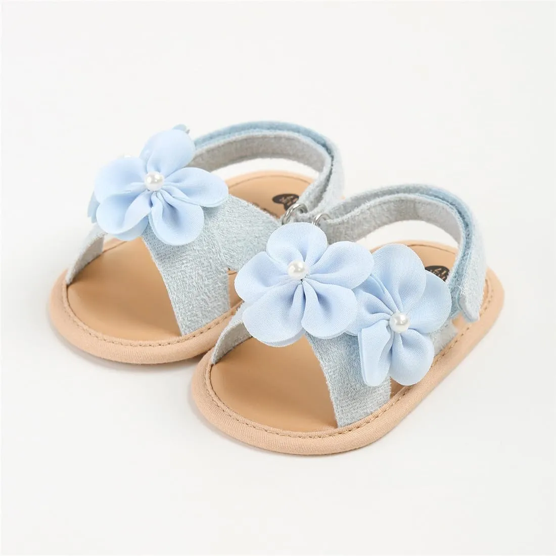 GDSDYM Infant Baby Girls Summer Sandals with Flower Bowknot Soft Sole Wedding Dress Flats Newborn First Walkers Crib Dress Shoes
