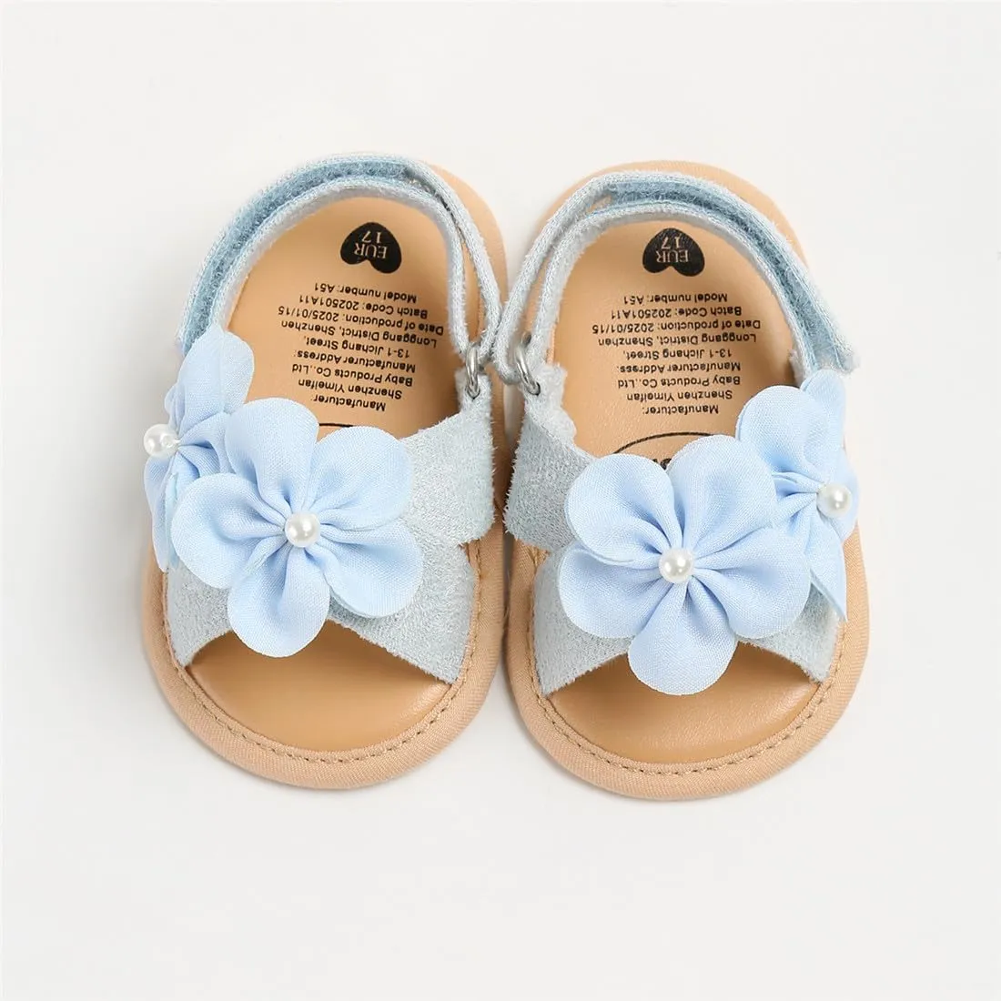 GDSDYM Infant Baby Girls Summer Sandals with Flower Bowknot Soft Sole Wedding Dress Flats Newborn First Walkers Crib Dress Shoes