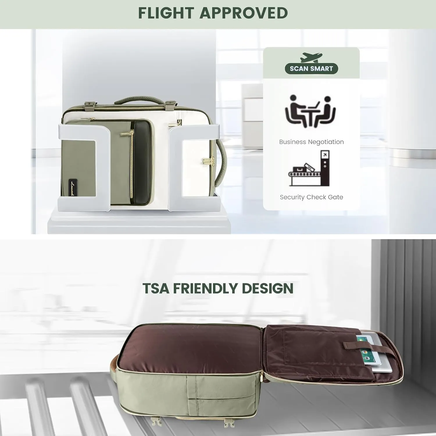 LOVEVOOK Travel Backpack For Women,50L Carry On Backpack Flight Approved,TSA Personal Item Travel Bag Fits 18 Inch Laptop,Business Weekender Overnight Daypack with Toiletry Bag and Cubes
