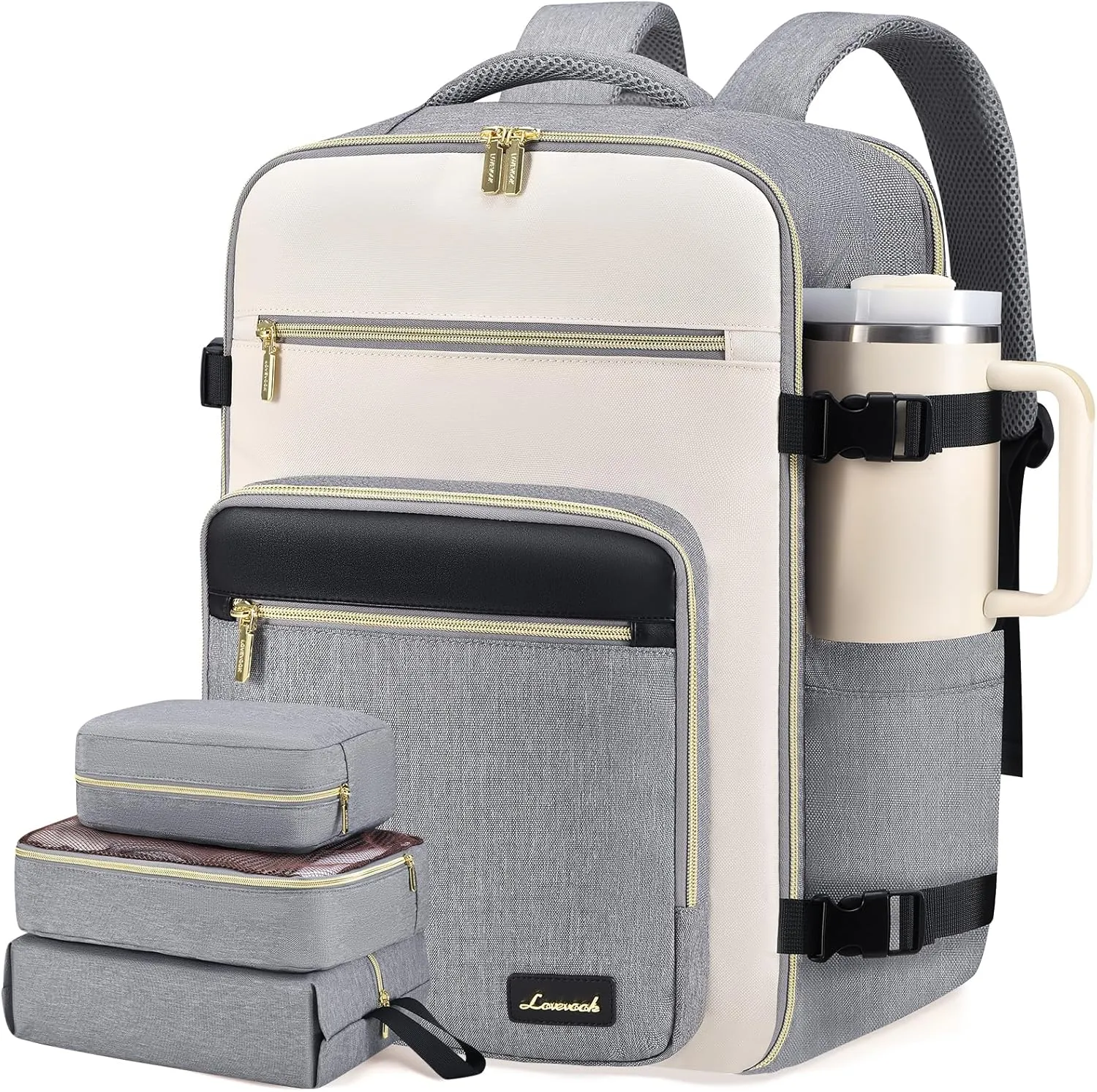 LOVEVOOK Travel Backpack For Women,50L Carry On Backpack Flight Approved,TSA Personal Item Travel Bag Fits 18 Inch Laptop,Business Weekender Overnight Daypack with Toiletry Bag and Cubes