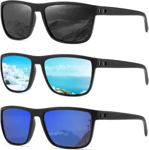 MASDUN Polarized Sunglasses for Men and Women Square Sun glasses UV Protection For Driving Fishing Golf (3 Pack)
