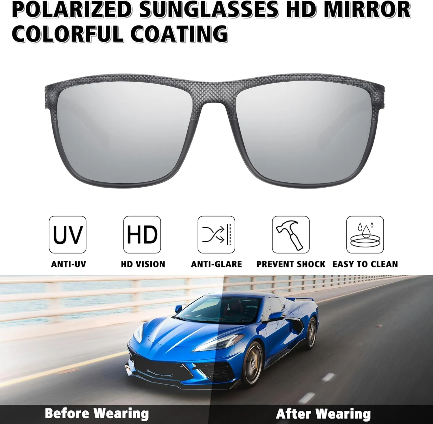 STORYCOAST Polarized Sunglasses for Men Women Classic Square Sports Fishing Running Golf Sun Glasses UV Protection