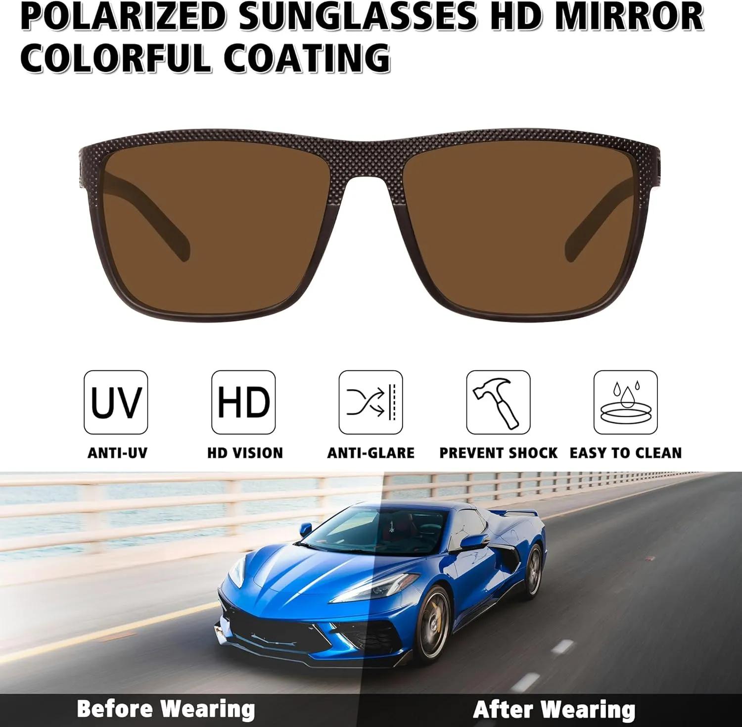 STORYCOAST Polarized Sunglasses for Men Women Classic Square Sports Fishing Running Golf Sun Glasses UV Protection