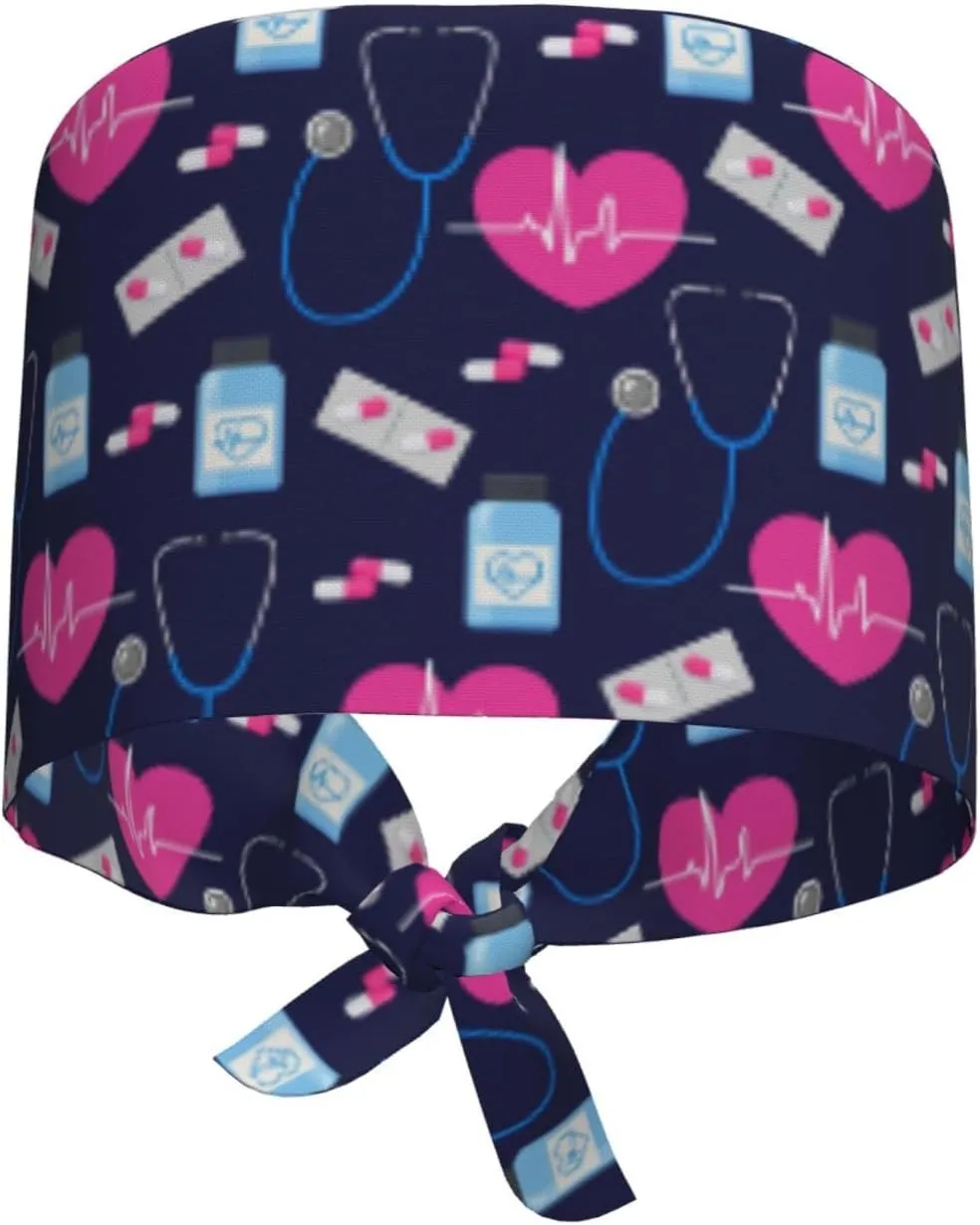 Working Cap Scrub Cap with Sweatband Adjustable Tie Back Hat for Women Nurse Dentist